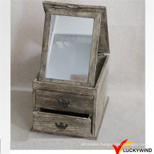 French Farming Style Wood Mirror Jewellery Cabinet